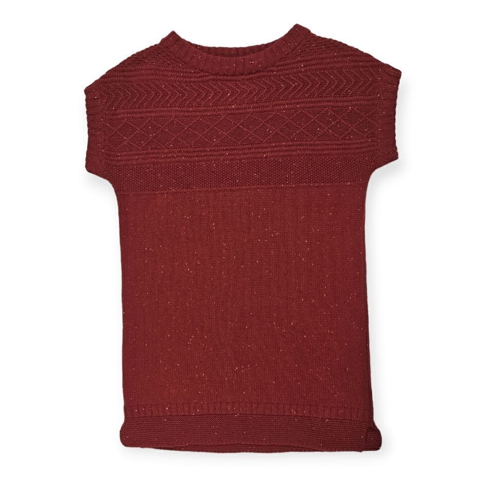 Uniqlo Red Wool Blend Long Sweater Short Sleeve Blouse Women's Size‎ Large